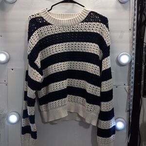 Universal Thread Striped Cable Knit Preppy Crotchet Boho Sweater Cottagecore Top